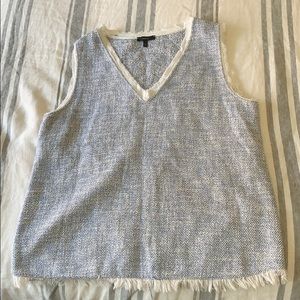 DREW by ANTHRO raw hem blue and white boxy tank